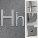 Fasadbokstav H i Aluminium med skruvhål