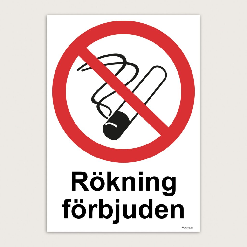 Förbudsskylt Rökning föbjuden
