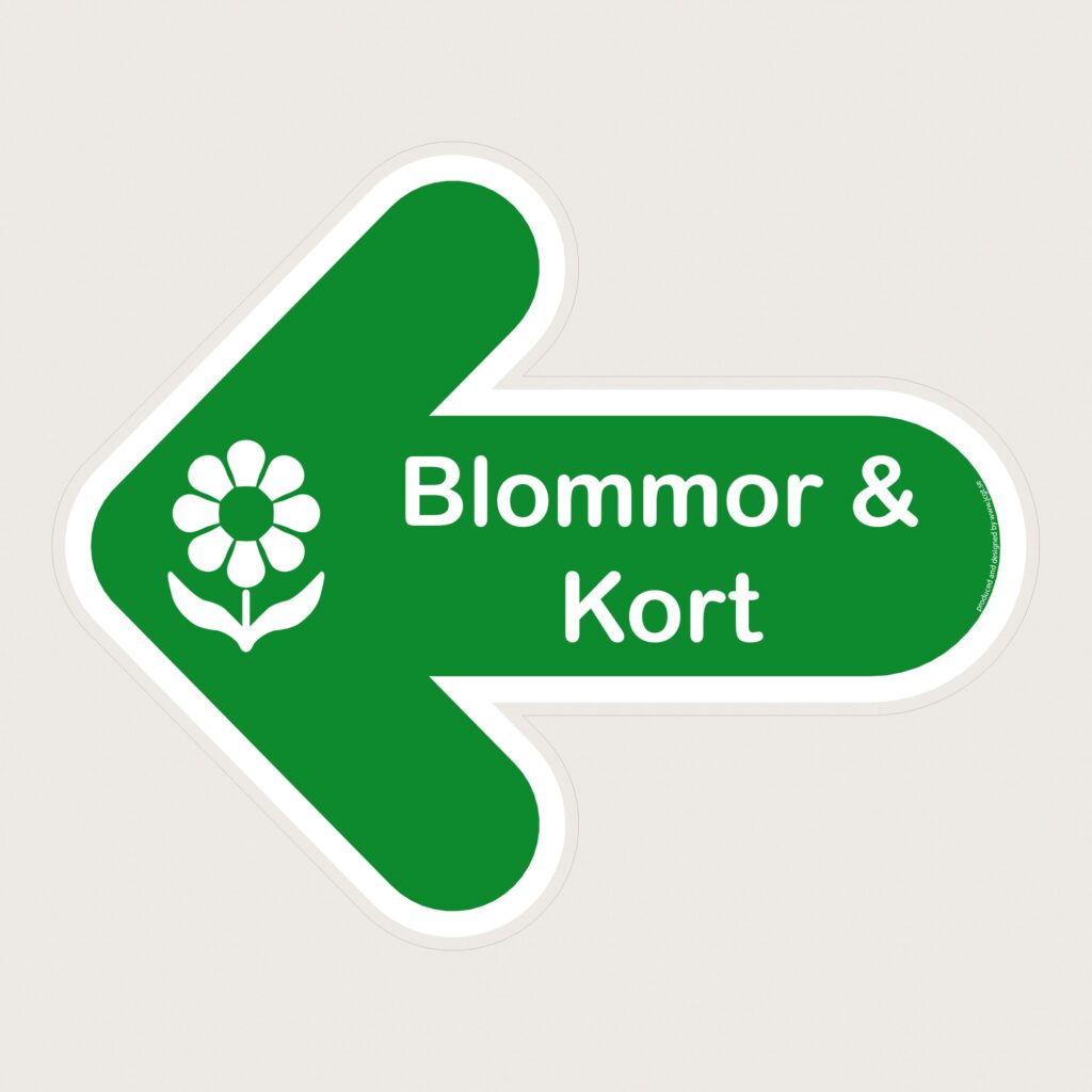 Golvpil grön Blommor och kort vänster