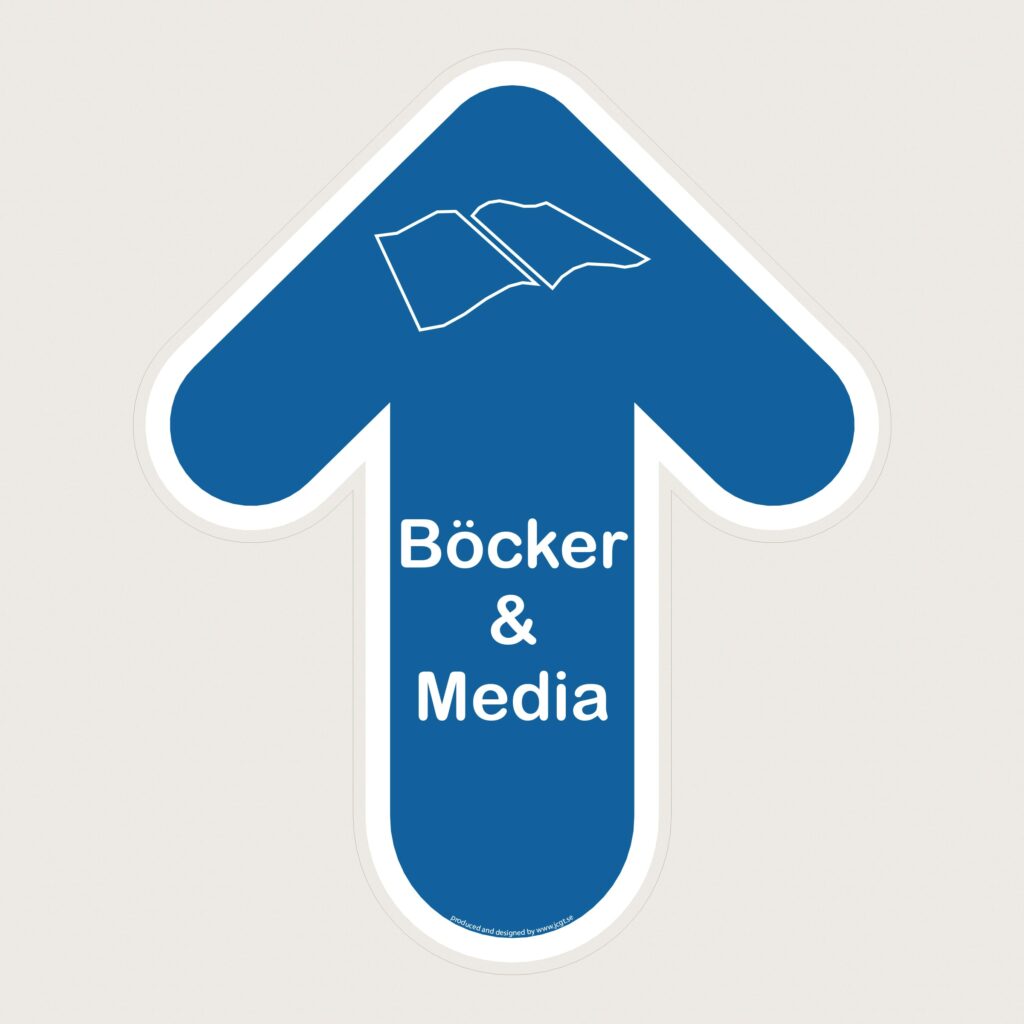 Golvpil blå Böcker och Media lodrät