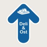 Golvpil blå Deli & Ost lodrät