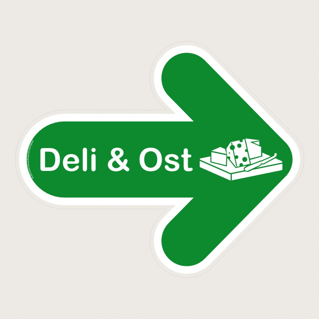 Golvpil grön Deli & Ost höger