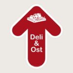 Golvpil röd Deli & Ost lodrät