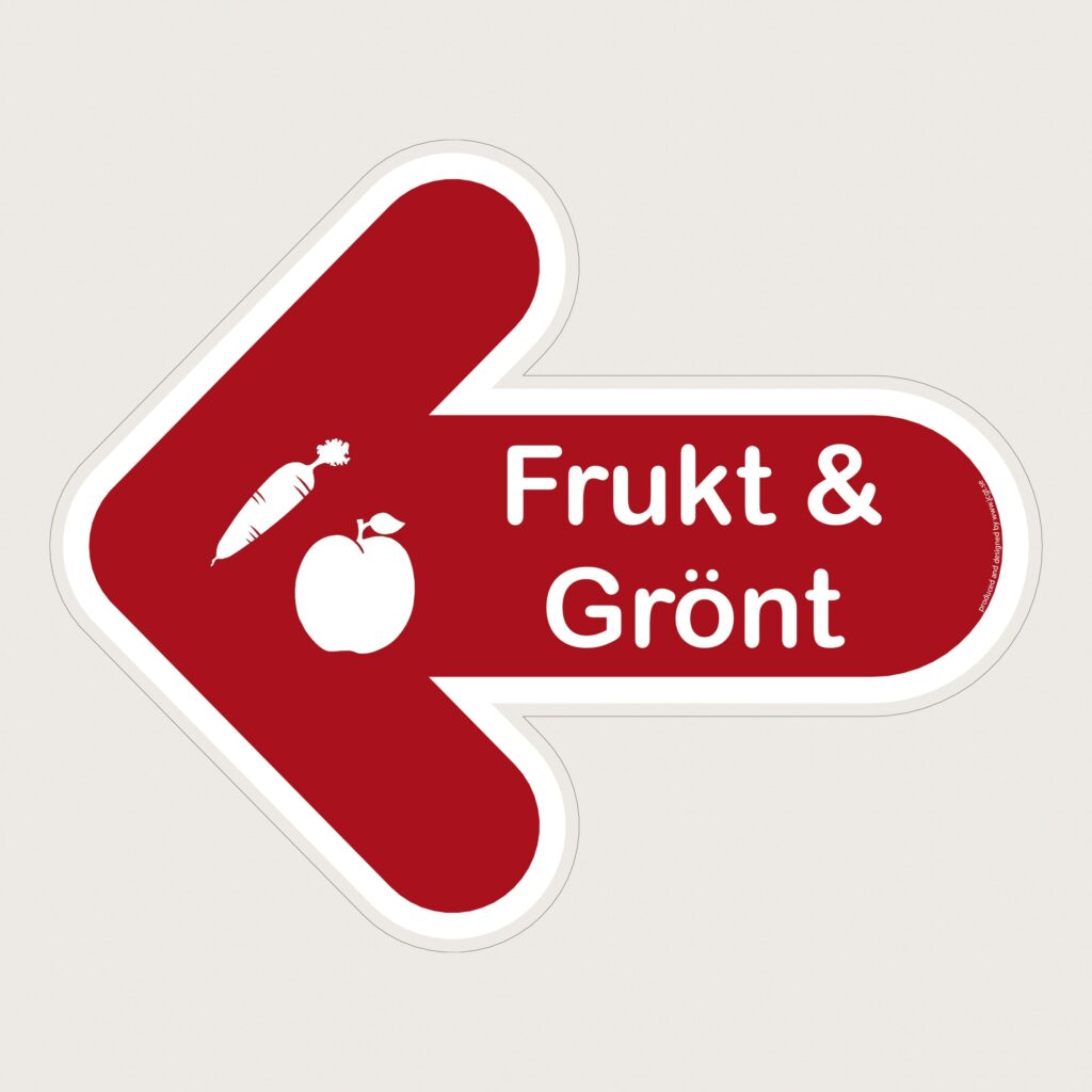 Golvpil röd Frukt & Grönt vänster