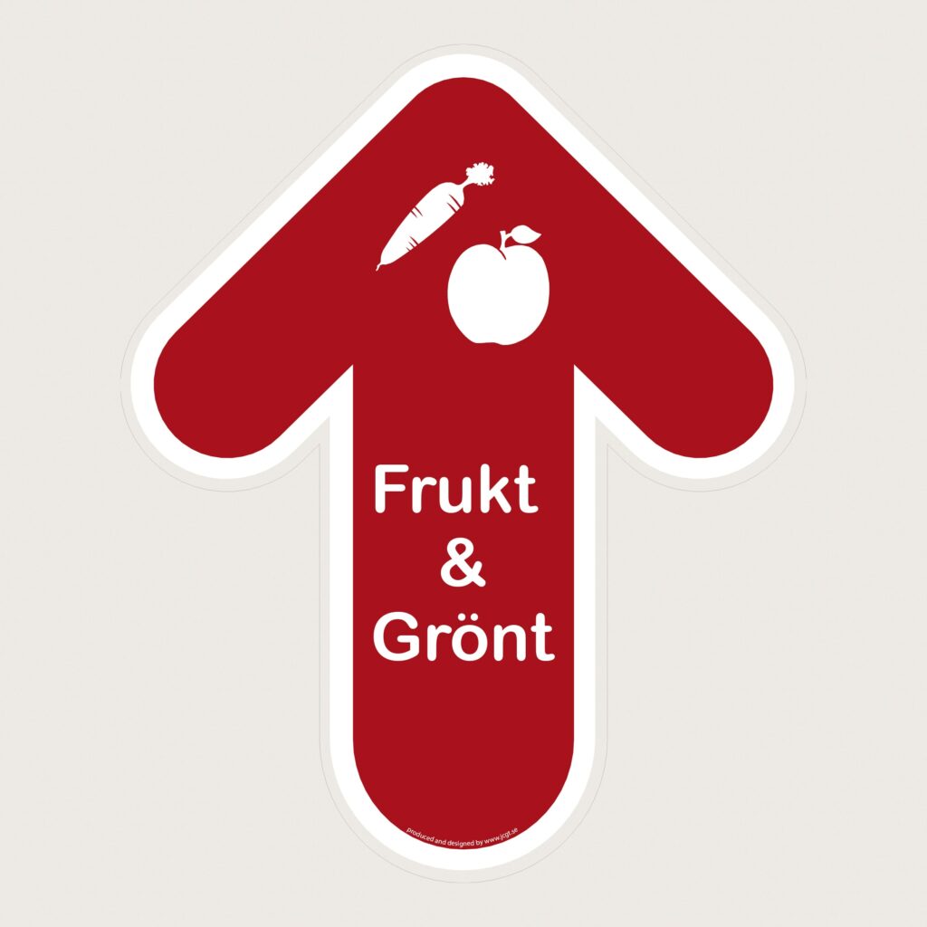 Golvpil röd Frukt & Grönt uppåt