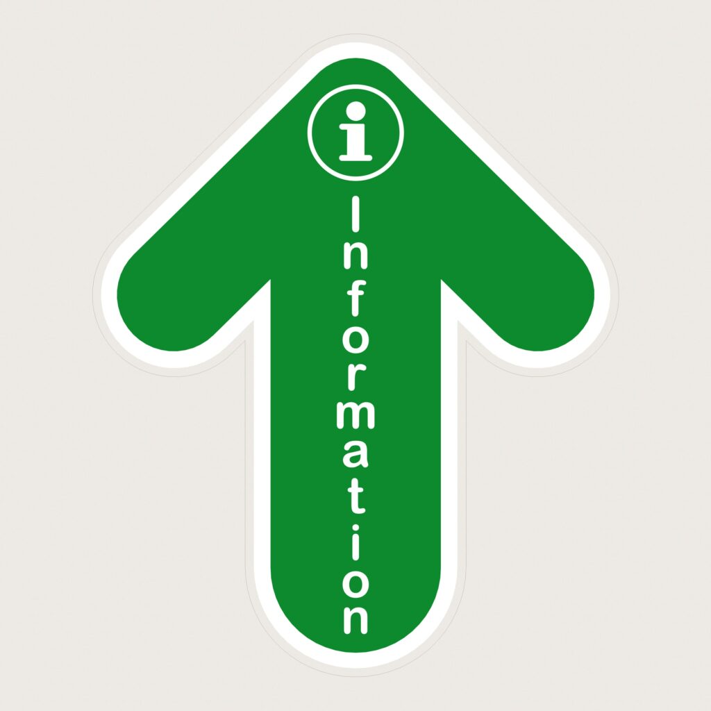 Golvpil grön Information uppåt