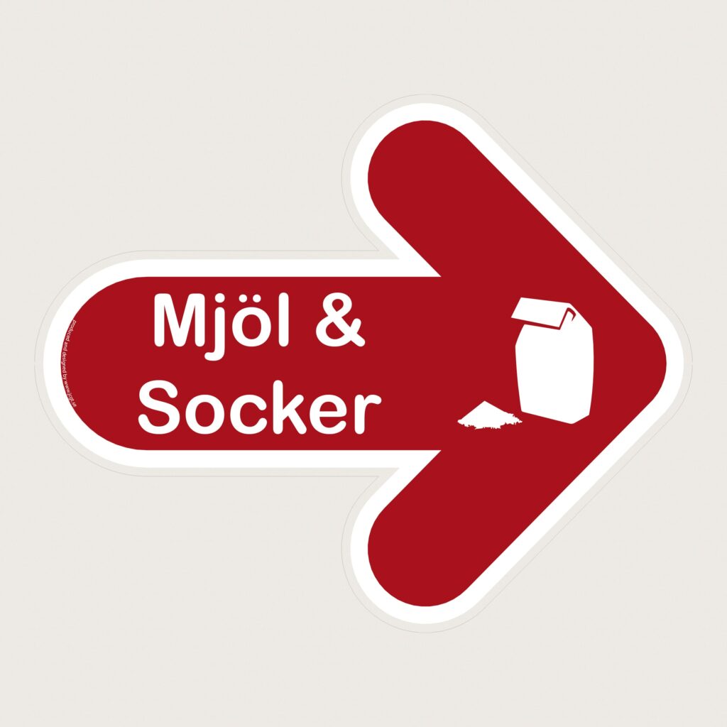 Golvpil röd Mjöl och socker höger