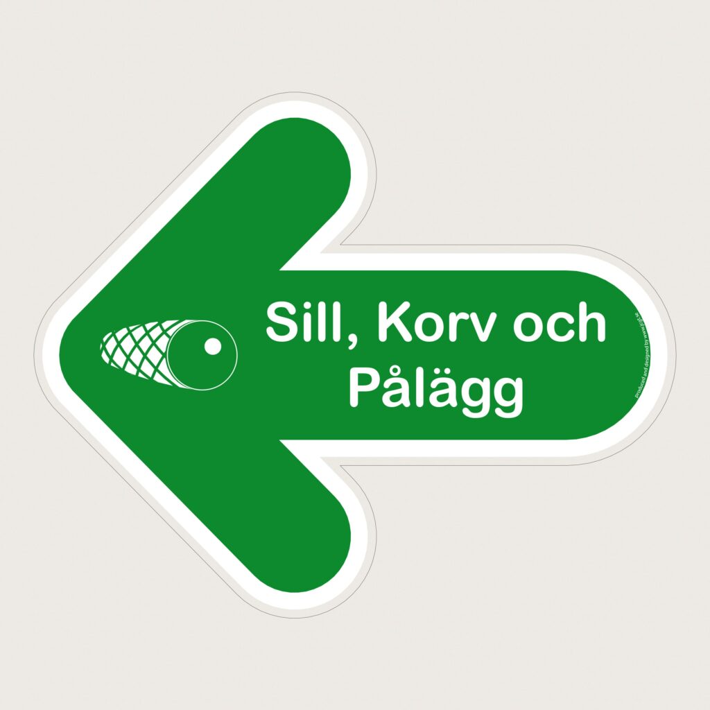 Golvpil grön Sill korv pålägg vänster