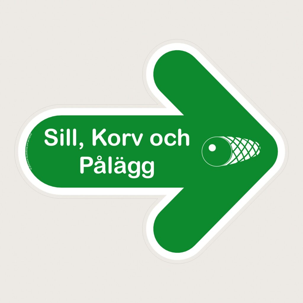 Golvpil grön Sill korv pålägg höger