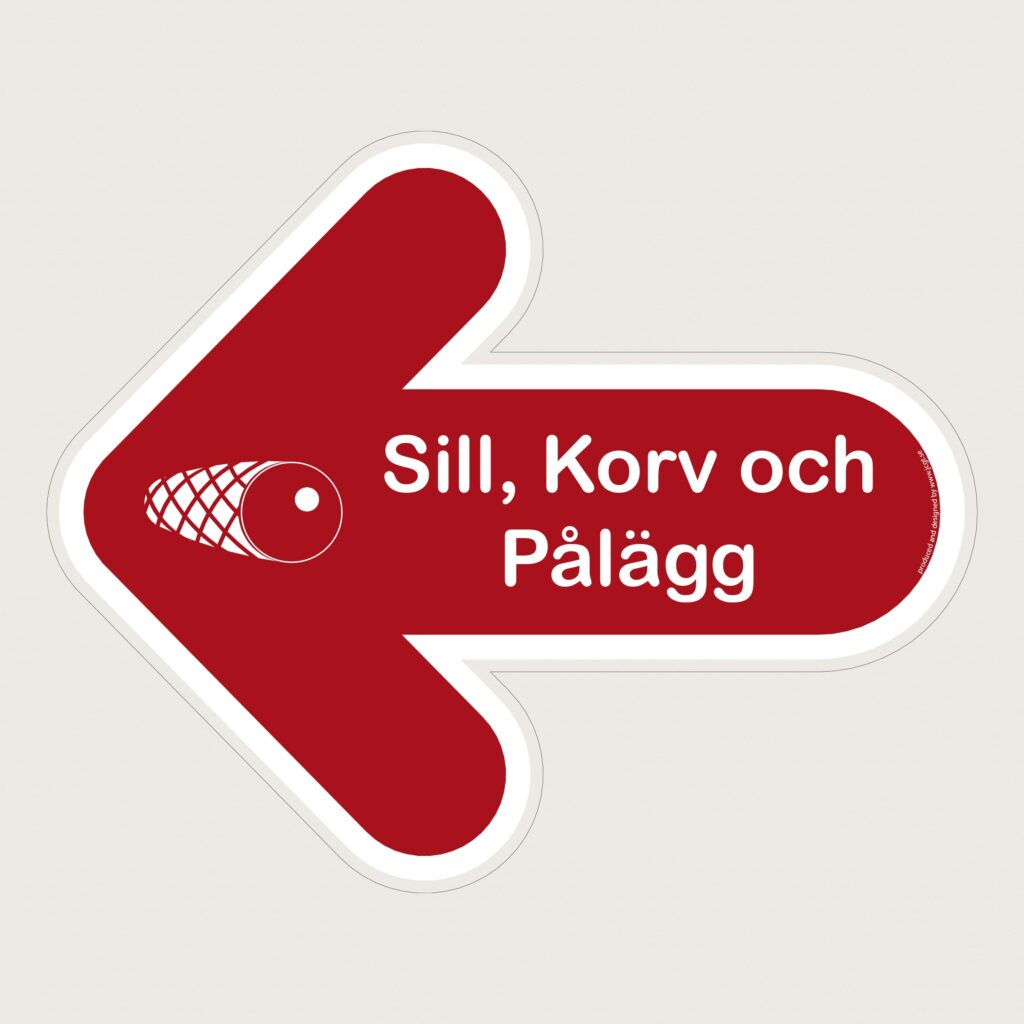 Golvpil röd Sill korv pålägg vänster