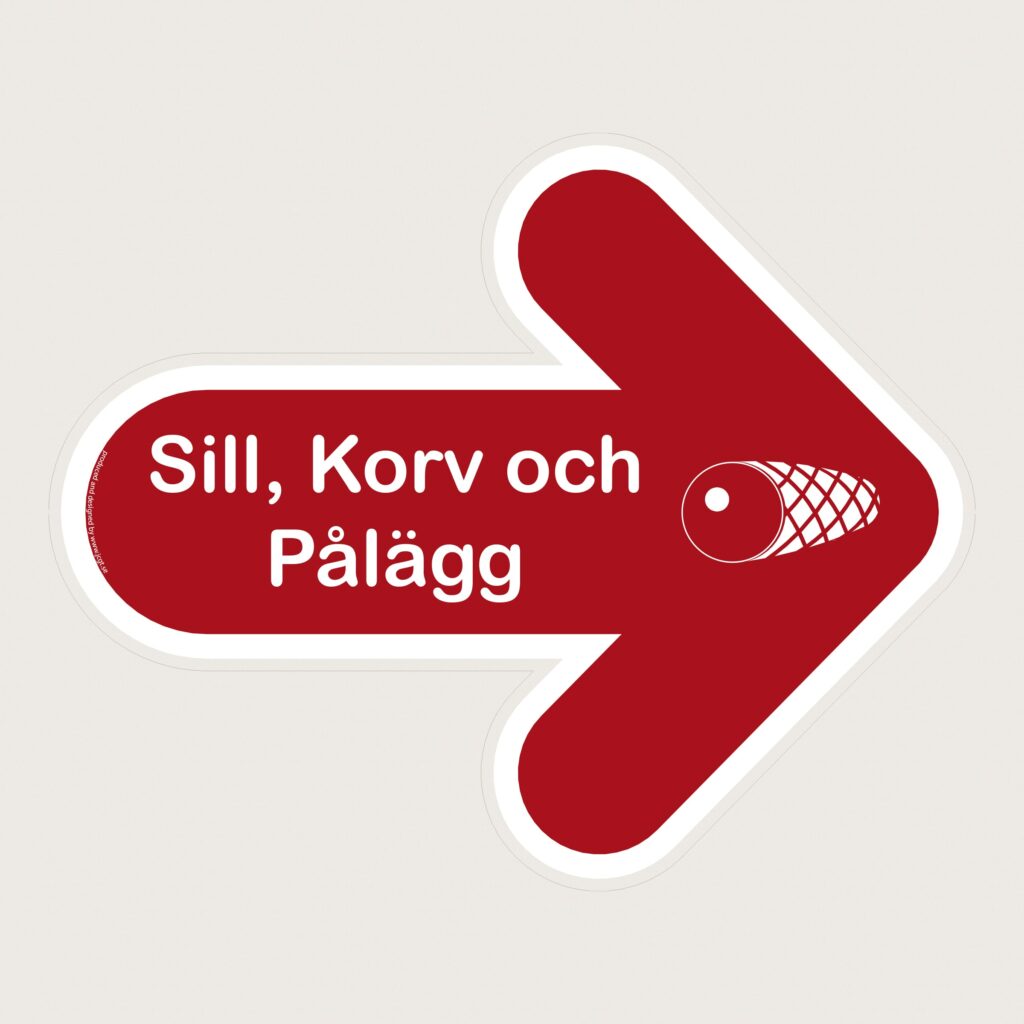 Golvpil röd Sill korv pålägg höger