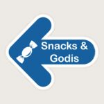 Golvpil blå Snack & Godis vänster