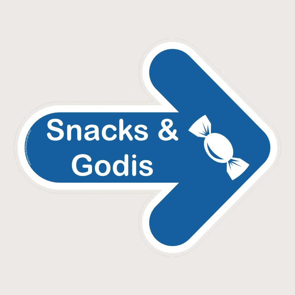 Golvpil blå Snacks och godis höger