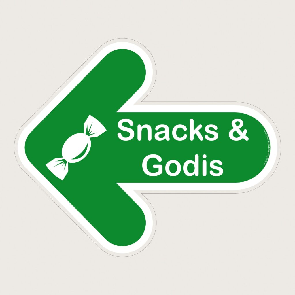 Golvpil grön Snacks och godis vänster