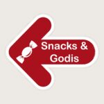 Golvpil röd Snacks och godis vänster