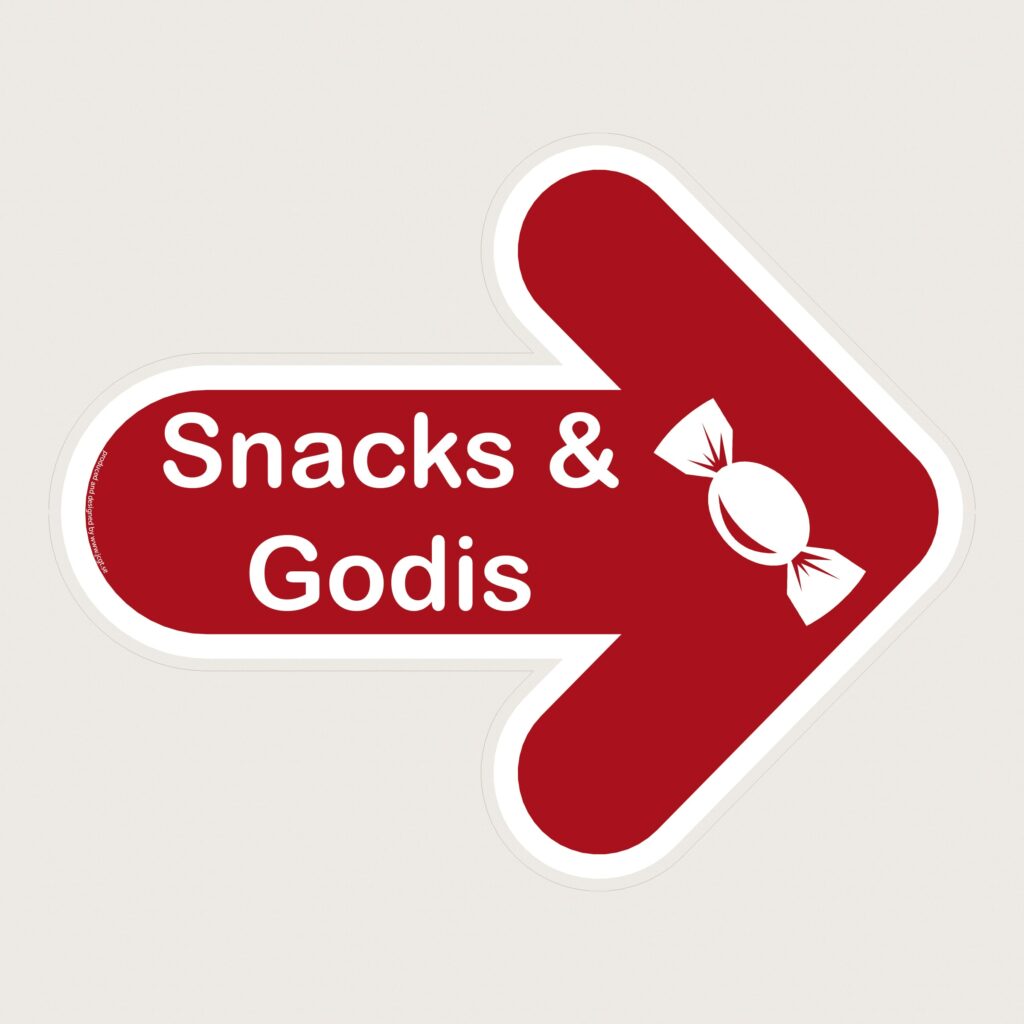 Golvpil röd Snacks och godis höger