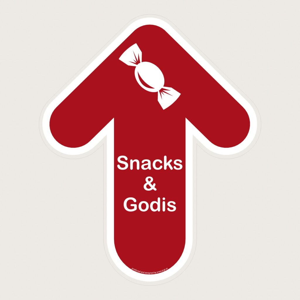 Golvpil röd Snacks och godis uppåt