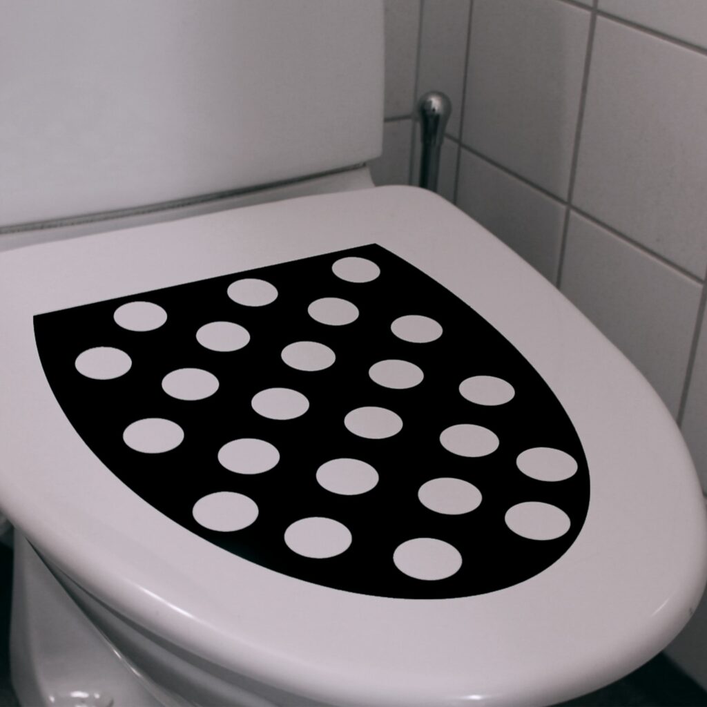 Kontrastmarkering för toalettsits svart med cirklar