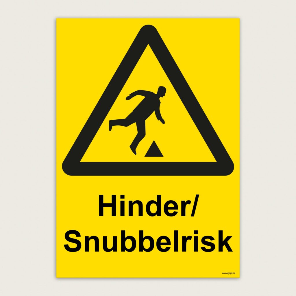 Varningsskylt Hinder / Snubbelrisk