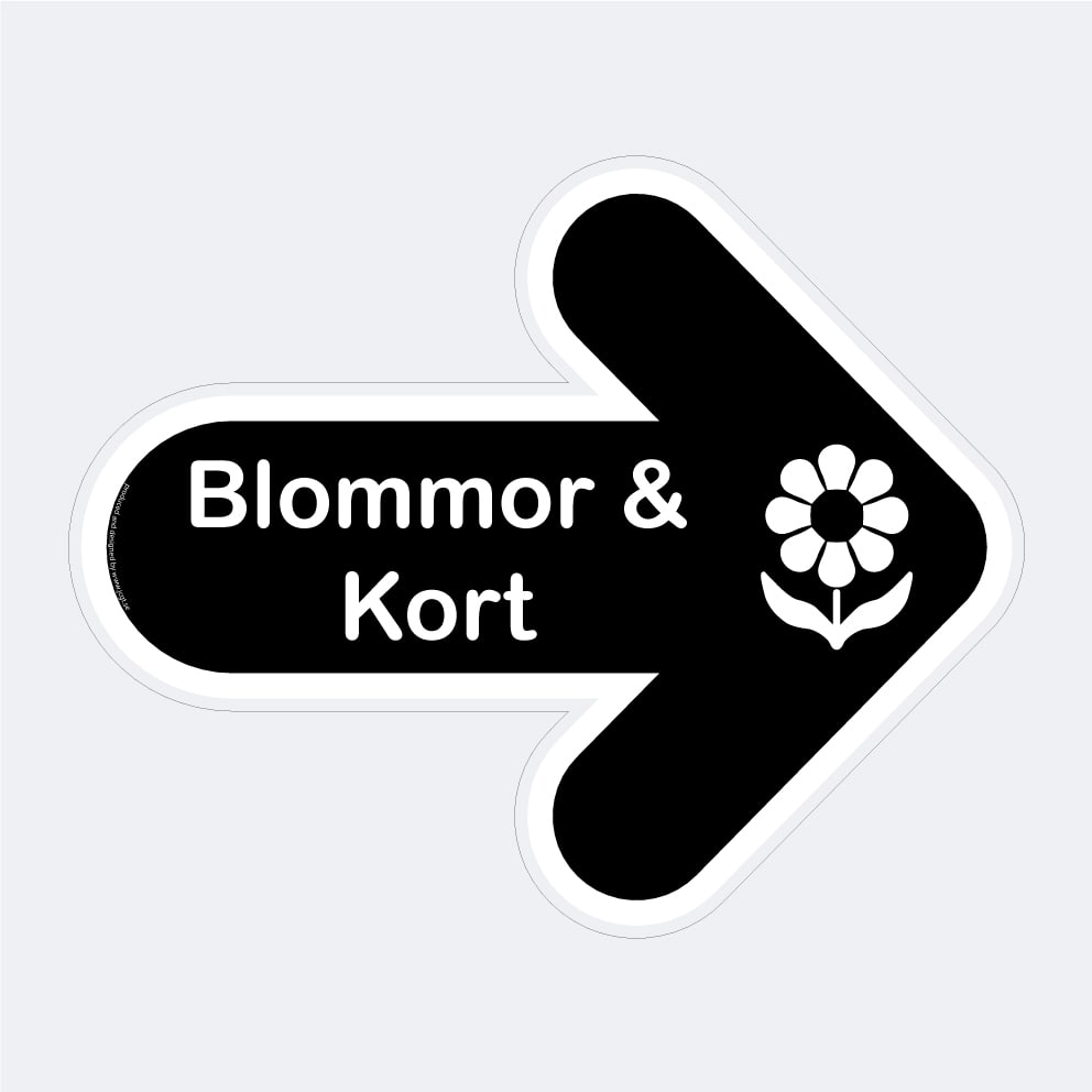 Golvpil svart Blommor och kort höger