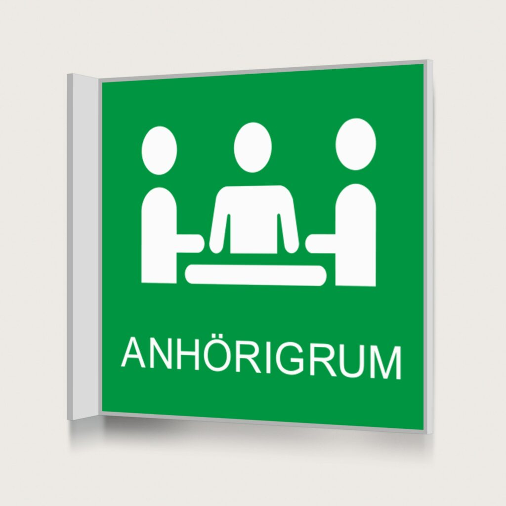 Flaggskylt Anhörigrum Grön 150 x 150 mm