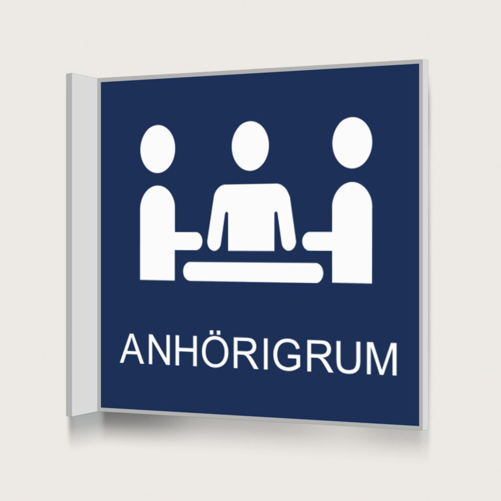 Flaggskylt Anhörigrum Mörkblå 150 x 150 mm
