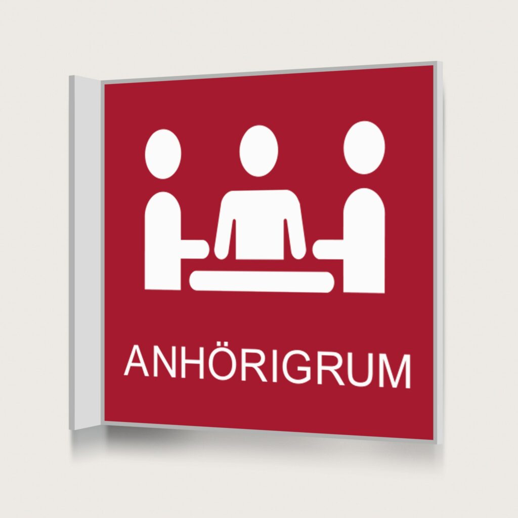 Flaggskylt Anhörigrum Röd 150 x 150 mm