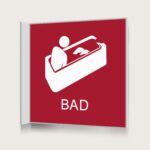Flaggskylt Bad Röd 150 x 150 mm