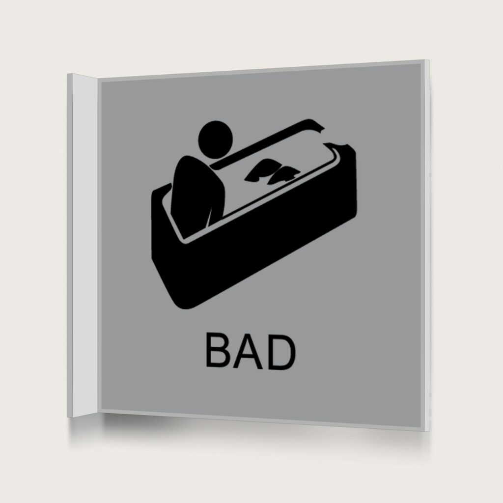 Flaggskylt Bad Silver 150 x 150 mm