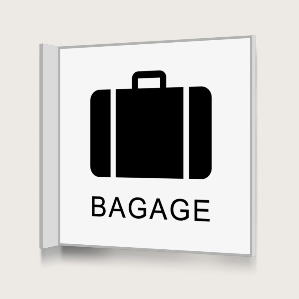 Flaggskylt Bagage Vit 150 x 150 mm