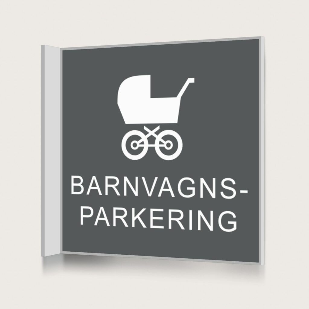 Flaggskylt Barnvagnsparkering Charcoal 150 x 150 mm