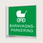 Flaggskylt Barnvagnsparkering Grön 150 x 150 mm
