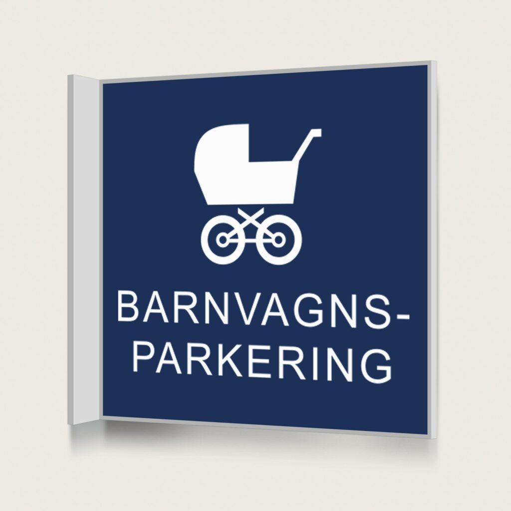Flaggskylt Barnvagnsparkering Mörkblå 150 x 150 mm