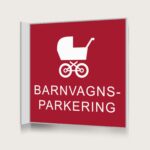 Flaggskylt Barnvagnsparkering Röd 150 x 150 mm