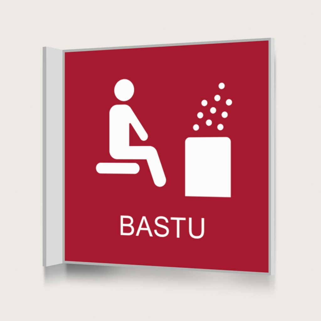 Flaggskylt Bastu 2 Röd 150 x 150 mm