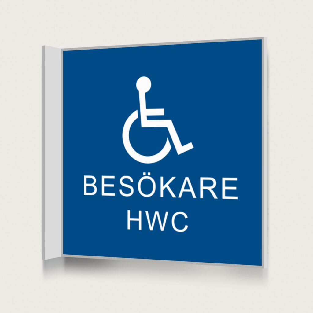 Flaggskylt Besökare HWC Blå 150 x 150 mm