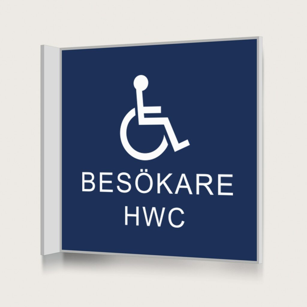 Flaggskylt Besökare HWC Mörkblå 150 x 150 mm