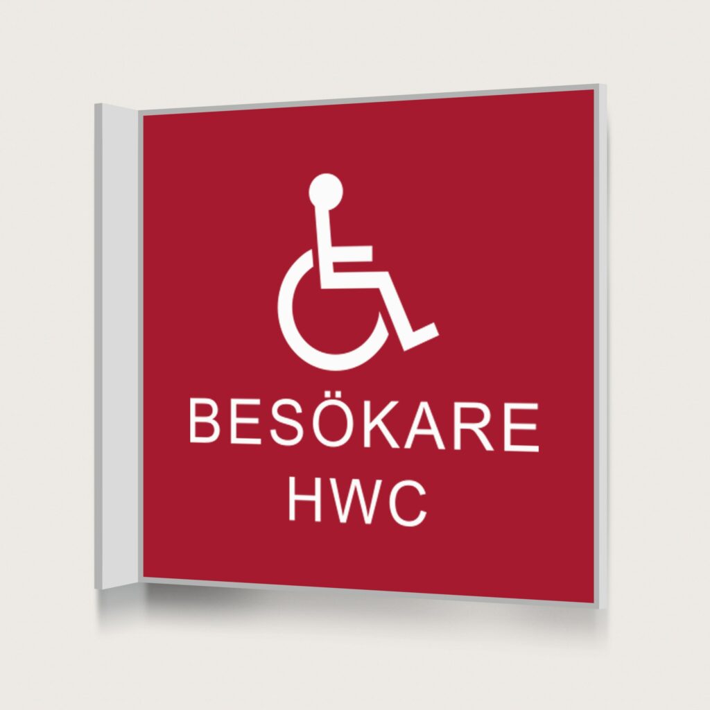 Flaggskylt Besökare HWC Röd 150 x 150 mm