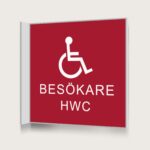 Flaggskylt Besökare HWC Röd 150 x 150 mm