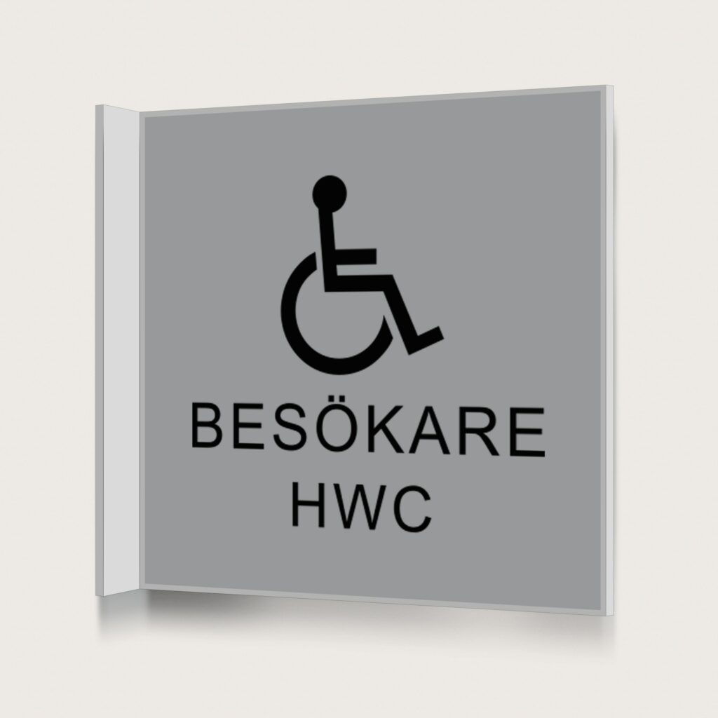 Flaggskylt Besökare HWC Silver 150 x 150 mm