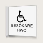 Flaggskylt Besökare HWC Vit 150 x 150 mm