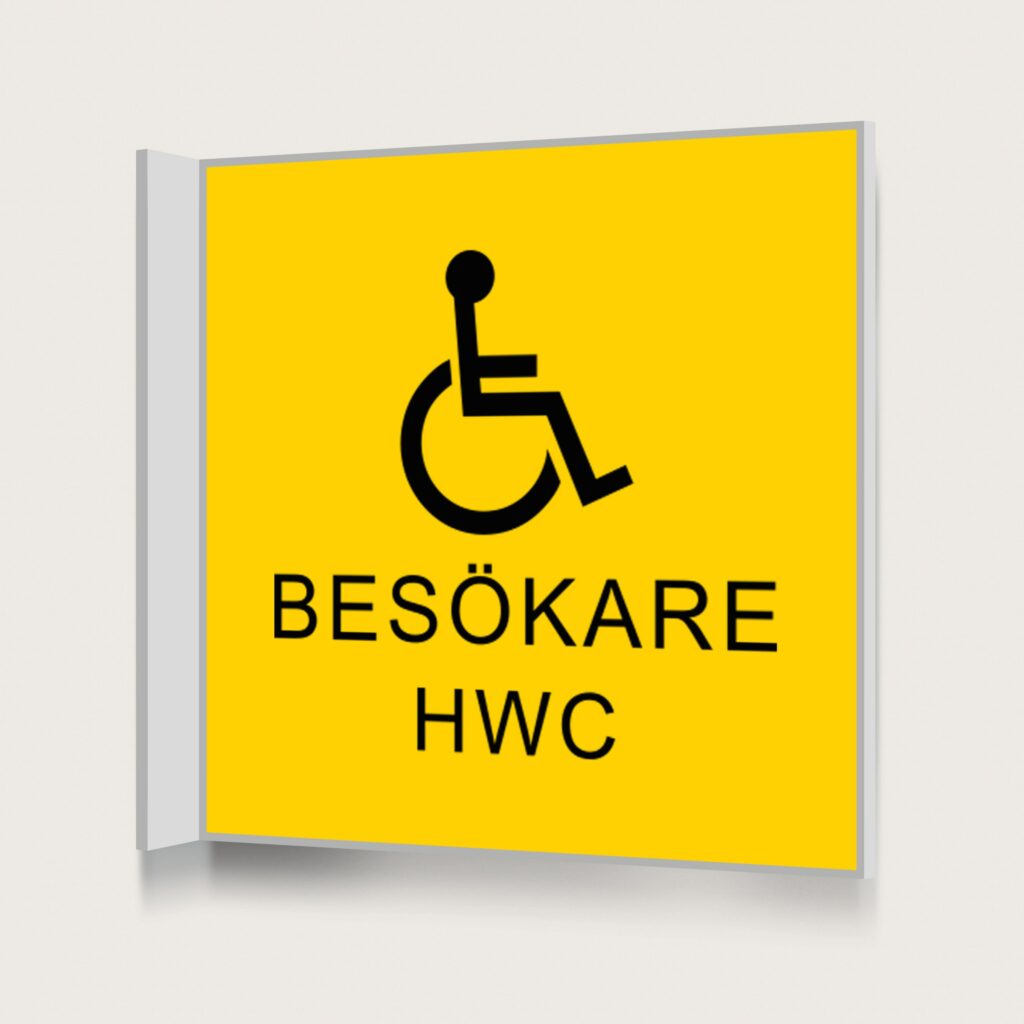 Flaggskylt Besökare HWC Gul 150 x 150 mm