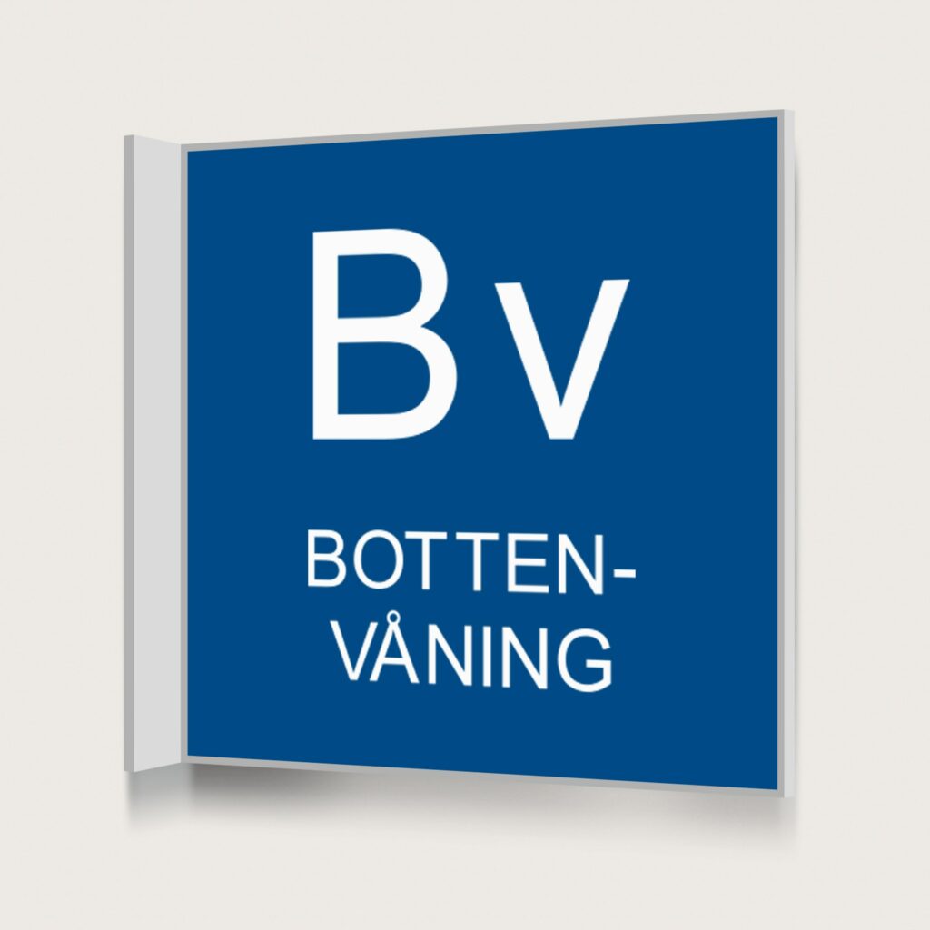 Flaggskylt Bottenvåning Blå 150 x 150 mm