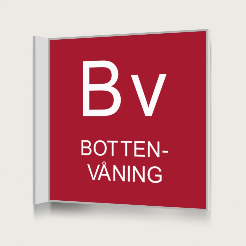 Flaggskylt Bottenvåning Röd 150 x 150 mm