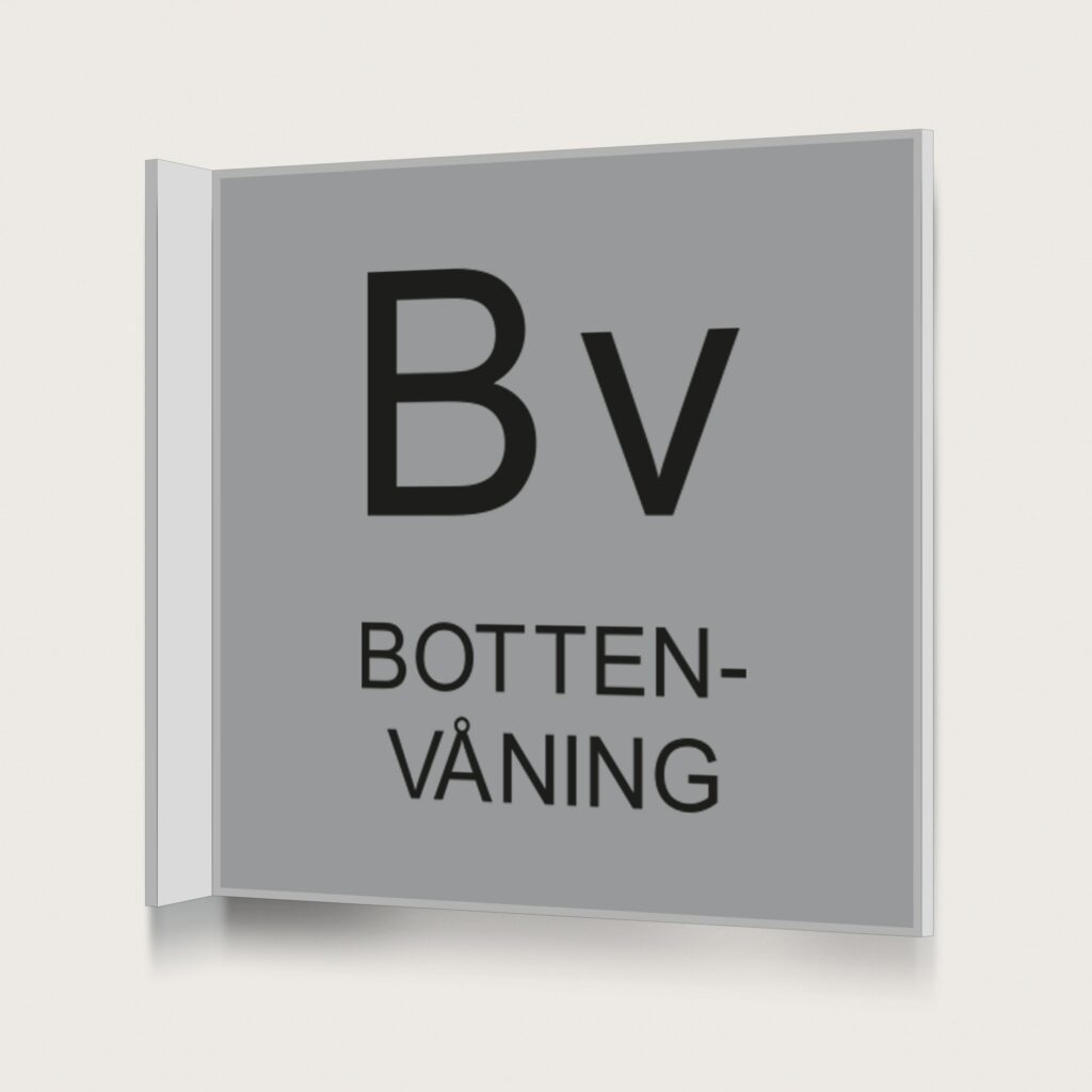 Flaggskylt Bottenvåning Silver 150 x 150 mm