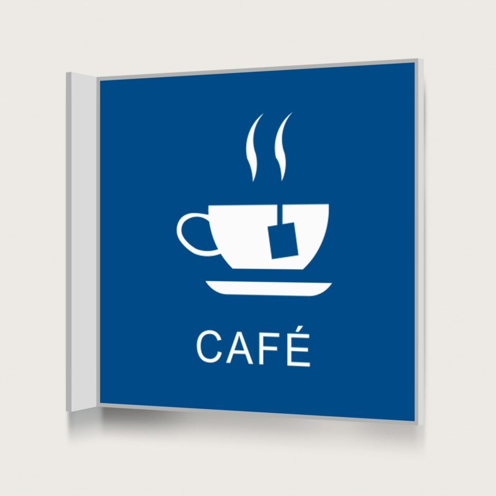 Flaggskylt Café 2 Blå 150 x 150 mm