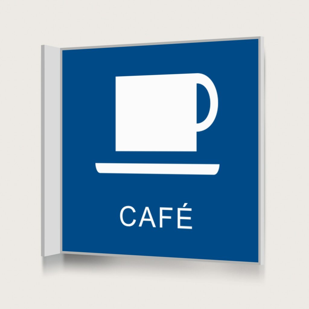 Flaggskylt Café Blå 150 x 150 mm