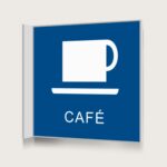 Flaggskylt Café Blå 150 x 150 mm