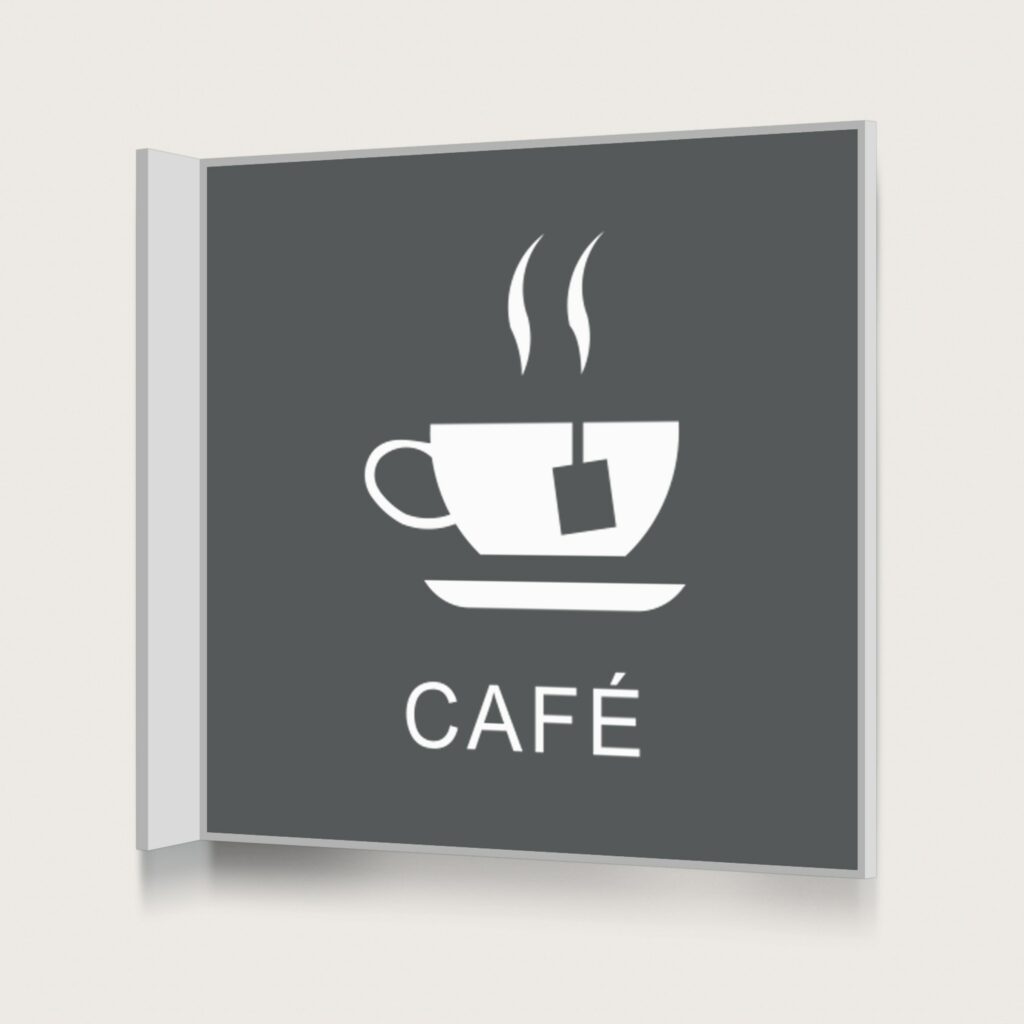 Flaggskylt Café 2 Charcoal 150 x 150 mm