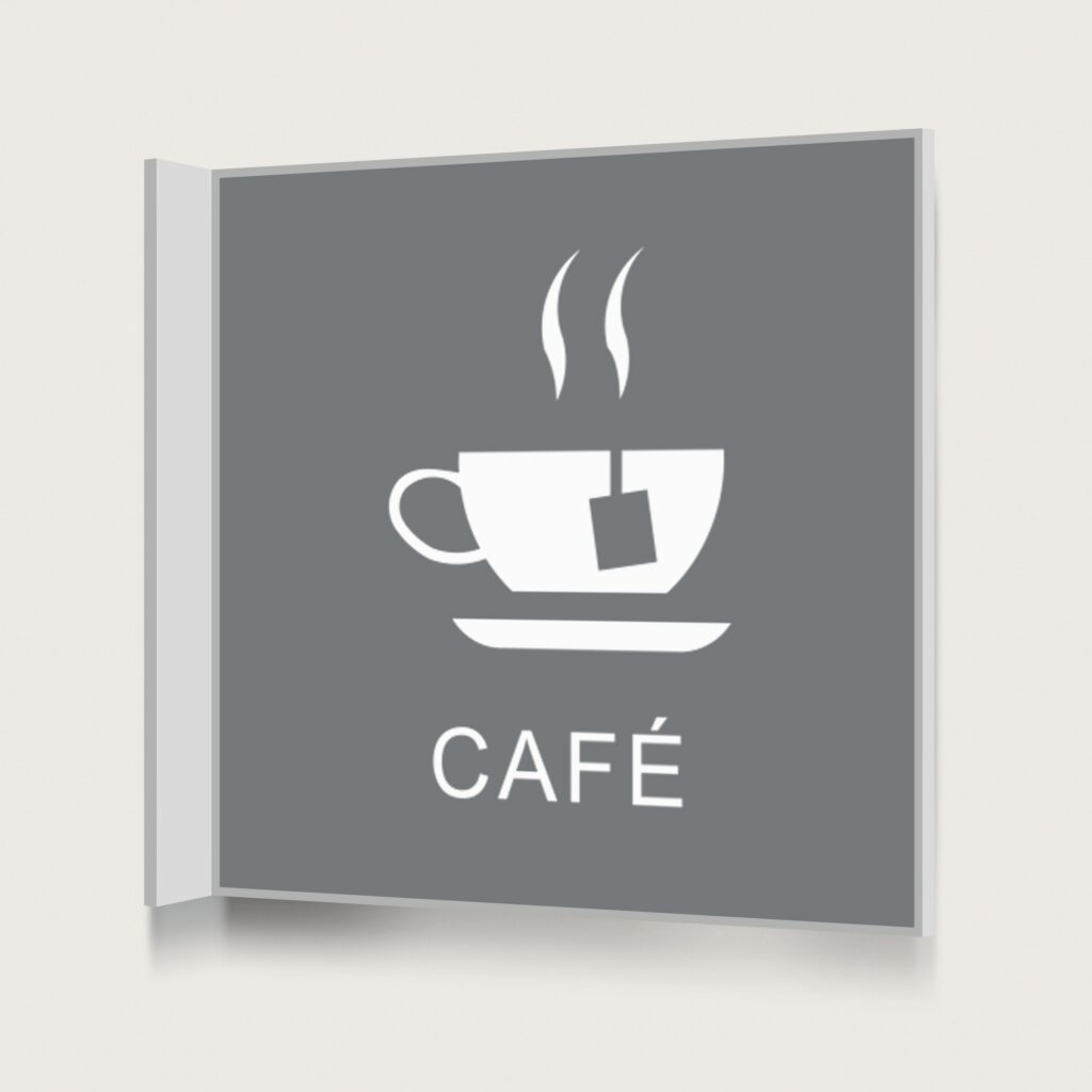 Flaggskylt Café 2 Grå 150 x 150 mm